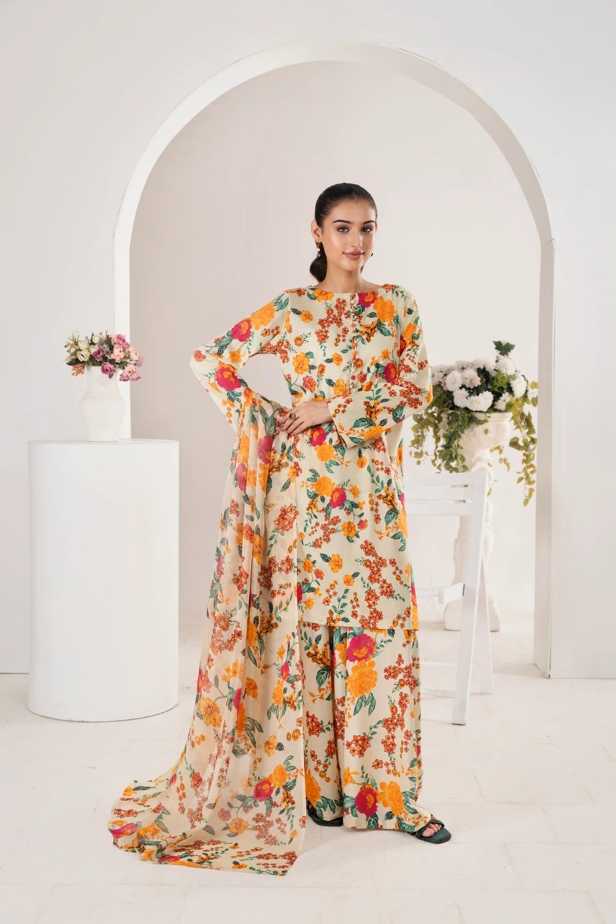 3 Piece BreezeLawn Printed UnStitched Suit with Printed Dupatta & Printed Trouser.