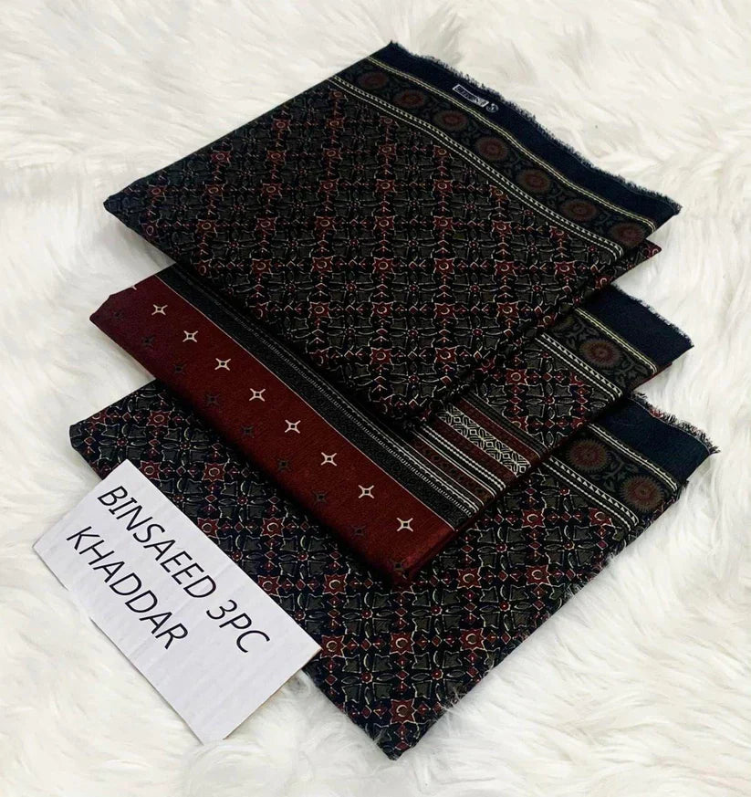 BS KHADDAR UNSTITCHED 3PC SUIT - U16