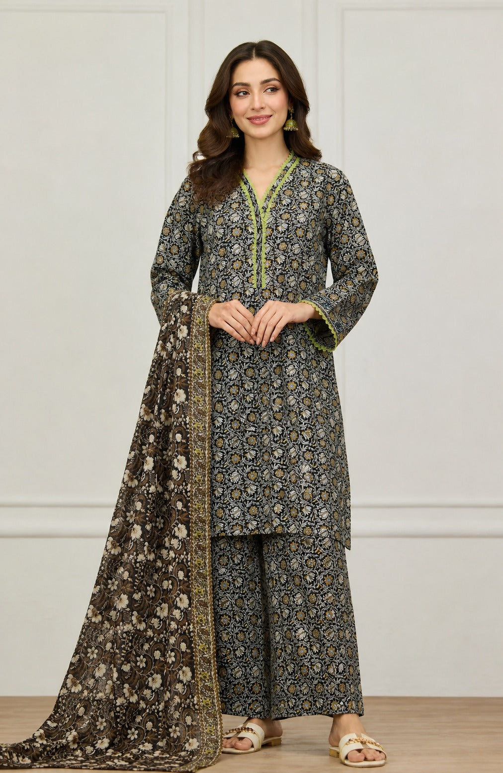 3 Piece BreezeLawn Printed UnStitched Suit with Printed Dupatta & Printed Trouser.