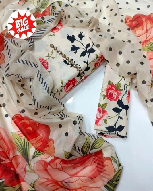Swiss Lawn Digital Print 3-Pc Suit