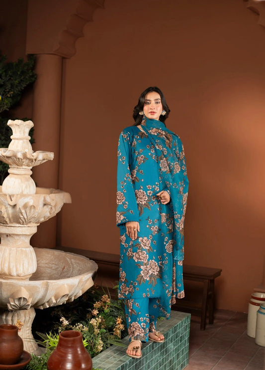 3 Piece BreezeLawn Printed UnStitched Suit with Printed Dupatta &amp; Printed Trouser.