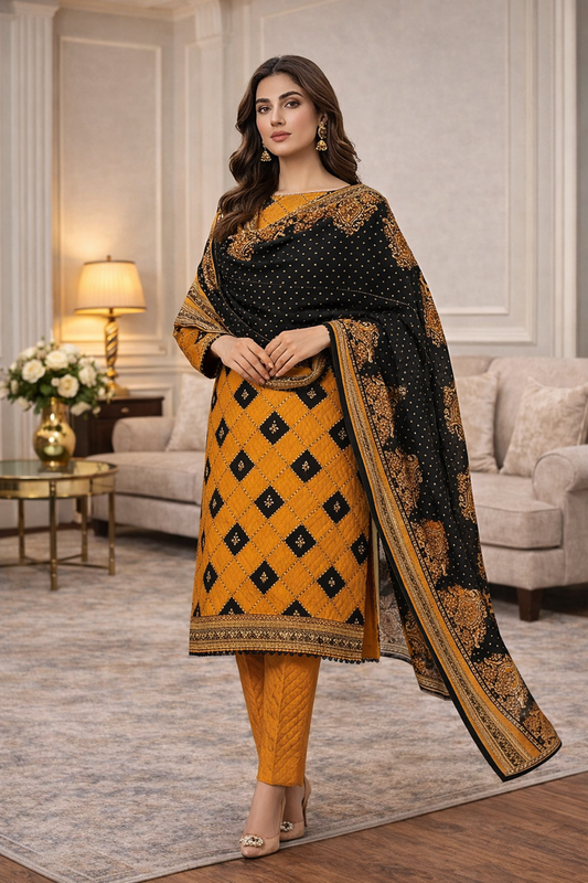 Swiss Lawn Unstitched 3 Piece Suit - A1403