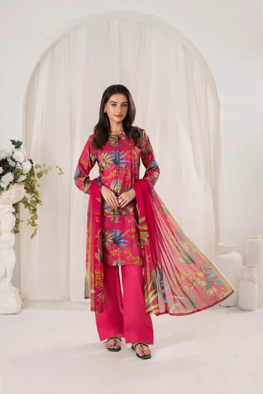 3 Piece BreezeLawn Printed UnStitched Suit with Printed Dupatta &amp; Printed Trouser.
