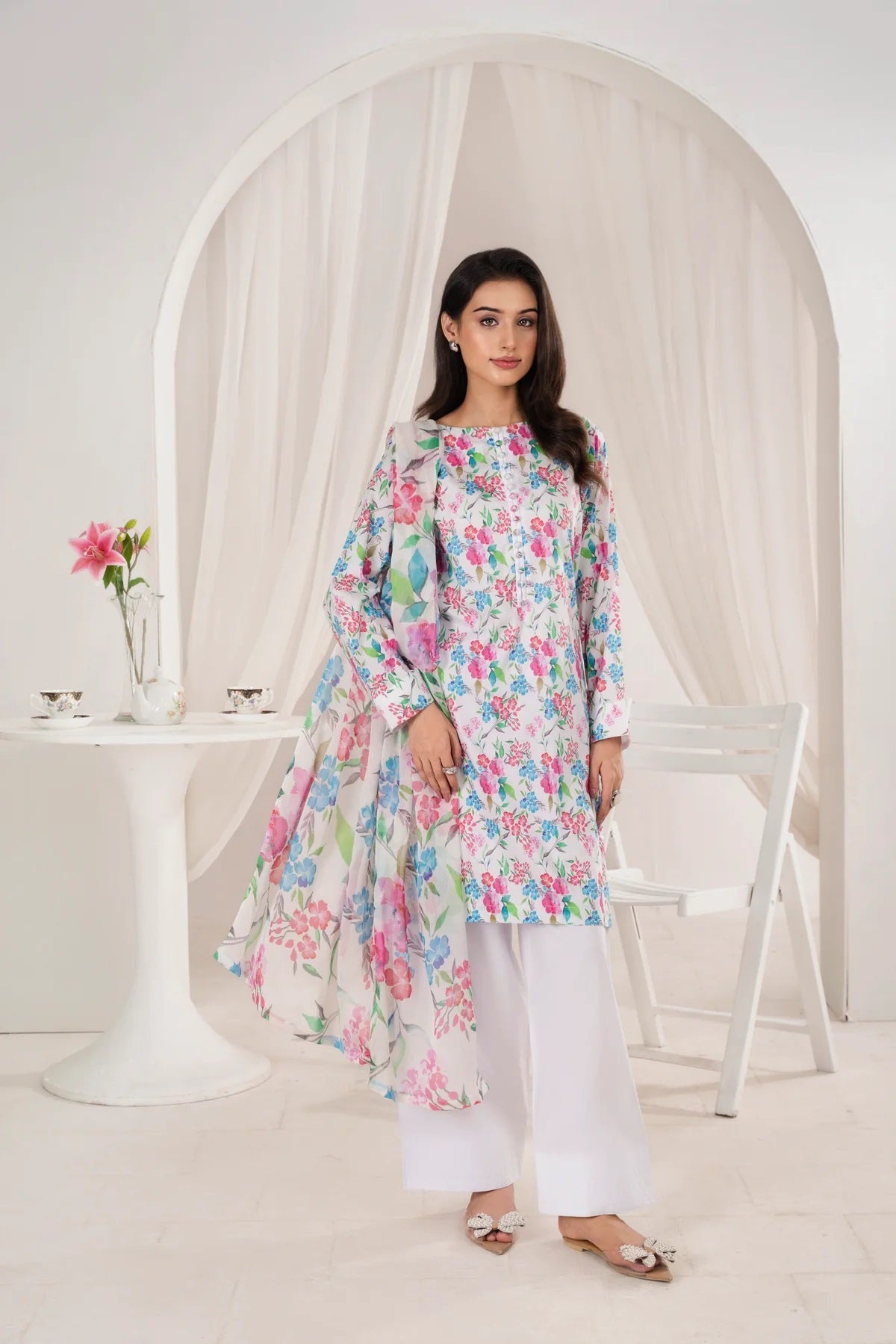 3 Piece BreezeLawn Printed UnStitched Suit with Printed Dupatta &amp; Printed Trouser.