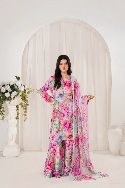 3 Piece BreezeLawn Printed UnStitched Suit with Printed Dupatta &amp; Printed Trouser.