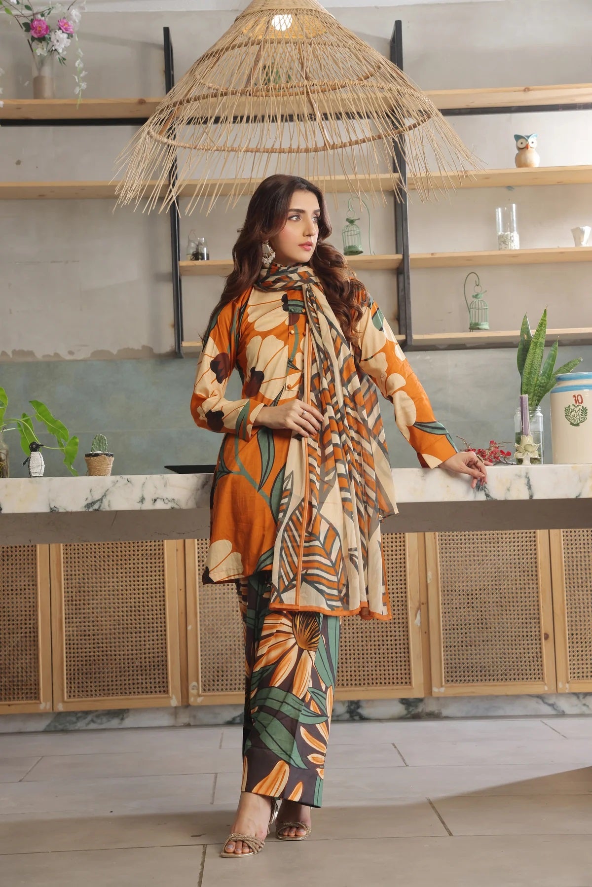 3 Piece BreezeLawn Printed UnStitched Suit with Printed Dupatta &amp; Printed Trouser.