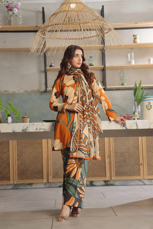 3 Piece BreezeLawn Printed UnStitched Suit with Printed Dupatta &amp; Printed Trouser.