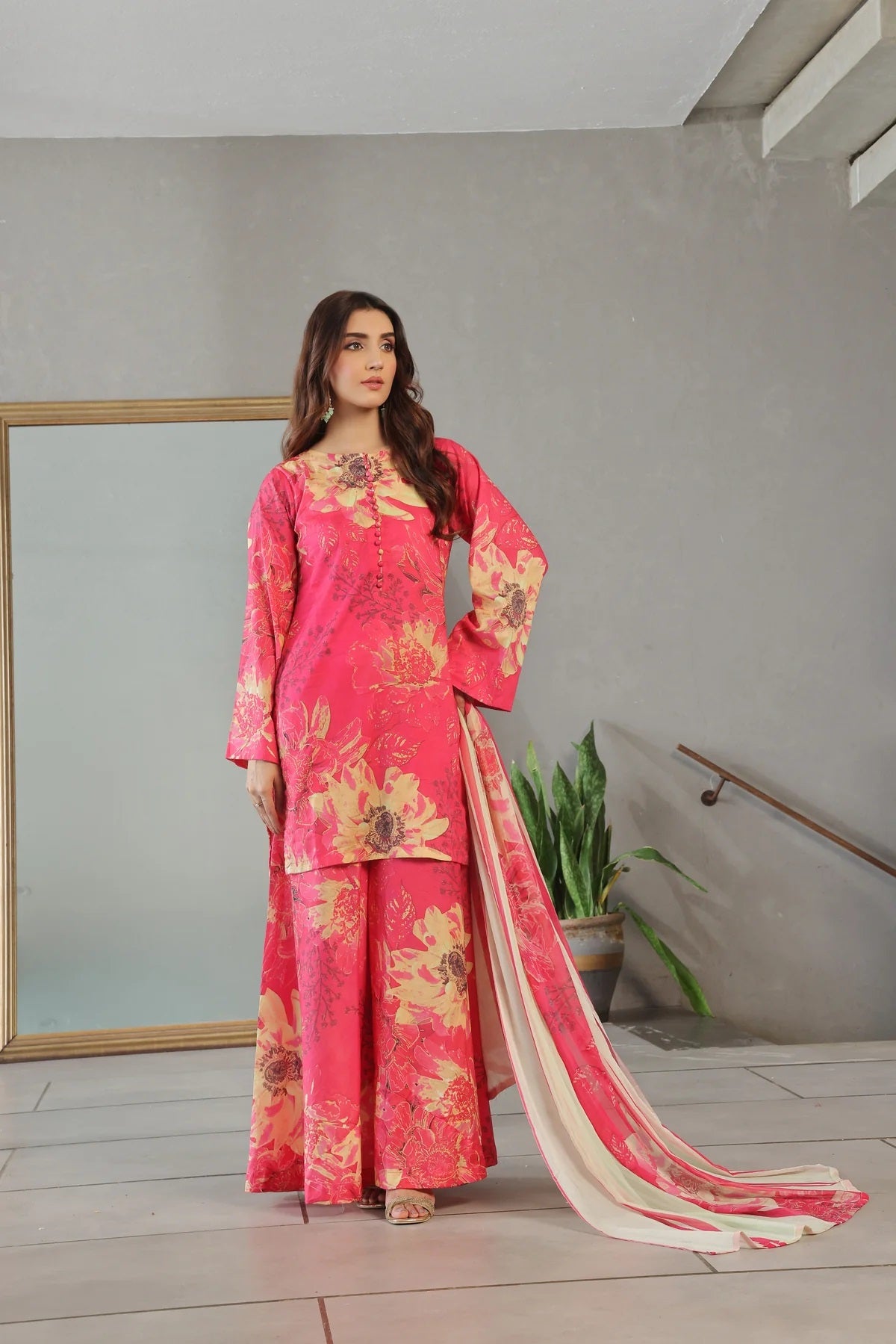 3 Piece BreezeLawn Printed UnStitched Suit with Printed Dupatta &amp; Printed Trouser.
