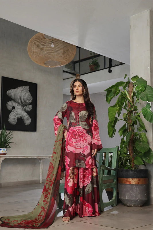 3 Piece BreezeLawn Printed UnStitched Suit with Printed Dupatta &amp; Printed Trouser.