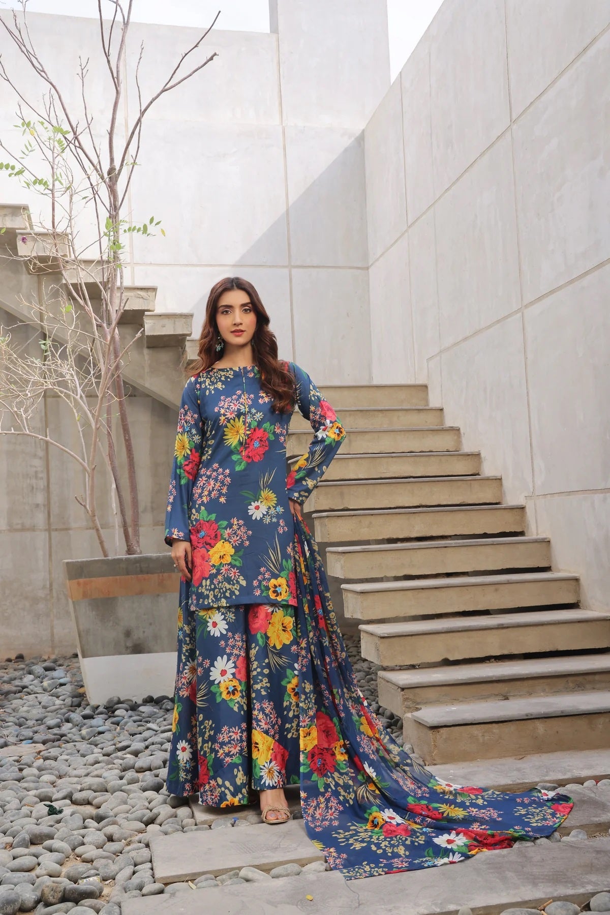 3 Piece BreezeLawn Printed UnStitched Suit with Printed Dupatta &amp; Printed Trouser.
