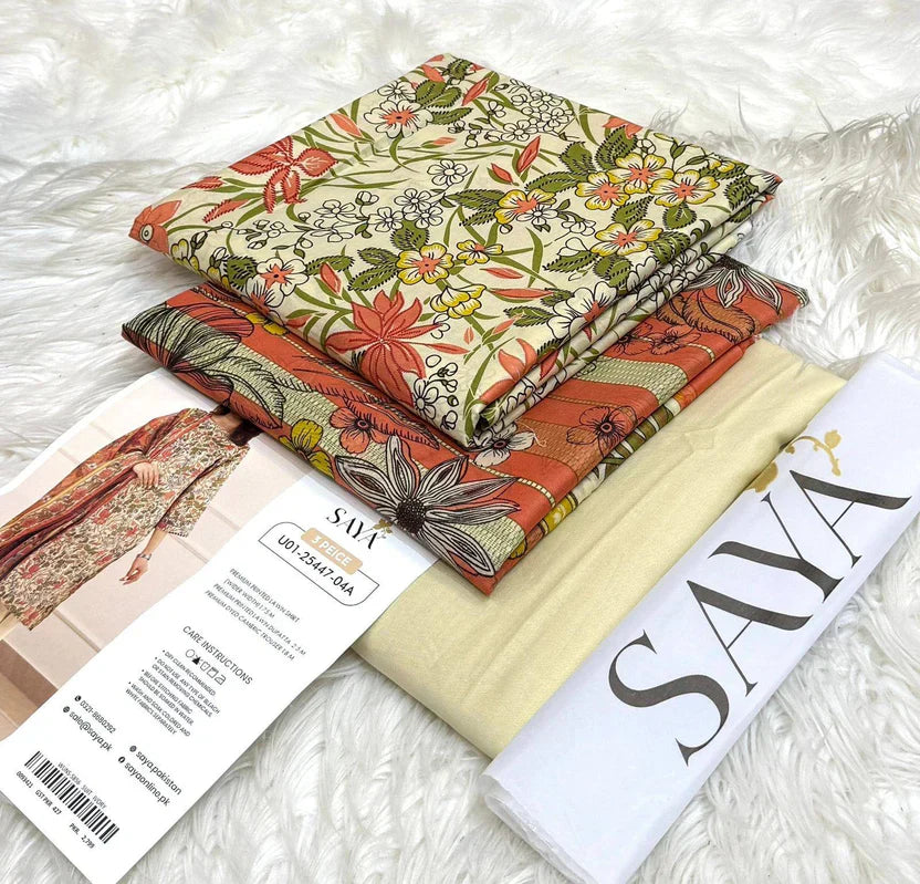 Pre Season Summer Sale 3Pcs Bin Saeed Printed Lawn [Random Articles]