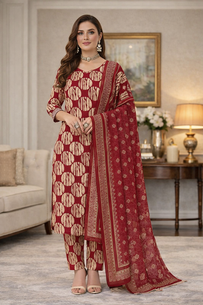 Swiss Lawn Unstitched 3 Piece Suit - A1310