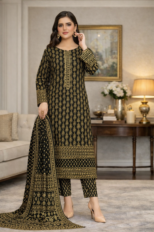 Swiss Lawn Unstitched 3 Piece Suit - A1305
