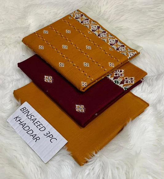 BS KHADDAR UNSTITCHED 3PC SUIT - U03