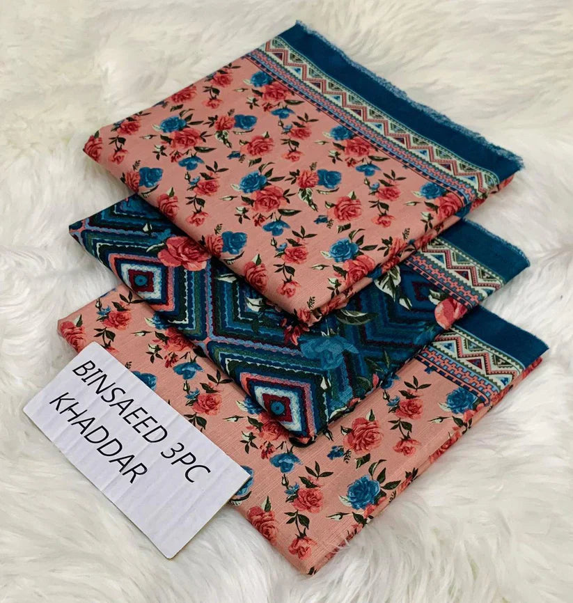 BS KHADDAR UNSTITCHED 3PC SUIT - U42