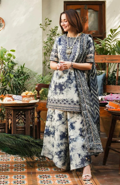 3 Piece BreezeLawn Printed UnStitched Suit with Printed Dupatta &amp; Printed Trouser.