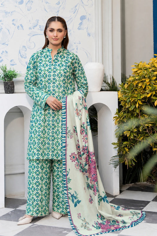 3 Piece BreezeLawn Printed UnStitched Suit with Printed Dupatta &amp; Printed Trouser.