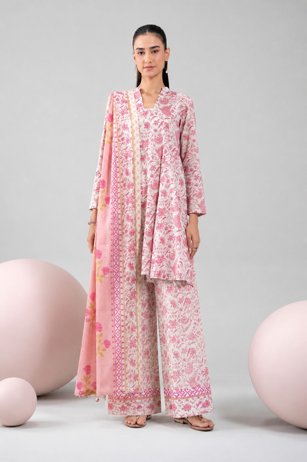 3 Piece BreezeLawn Printed UnStitched Suit with Printed Dupatta &amp; Printed Trouser.
