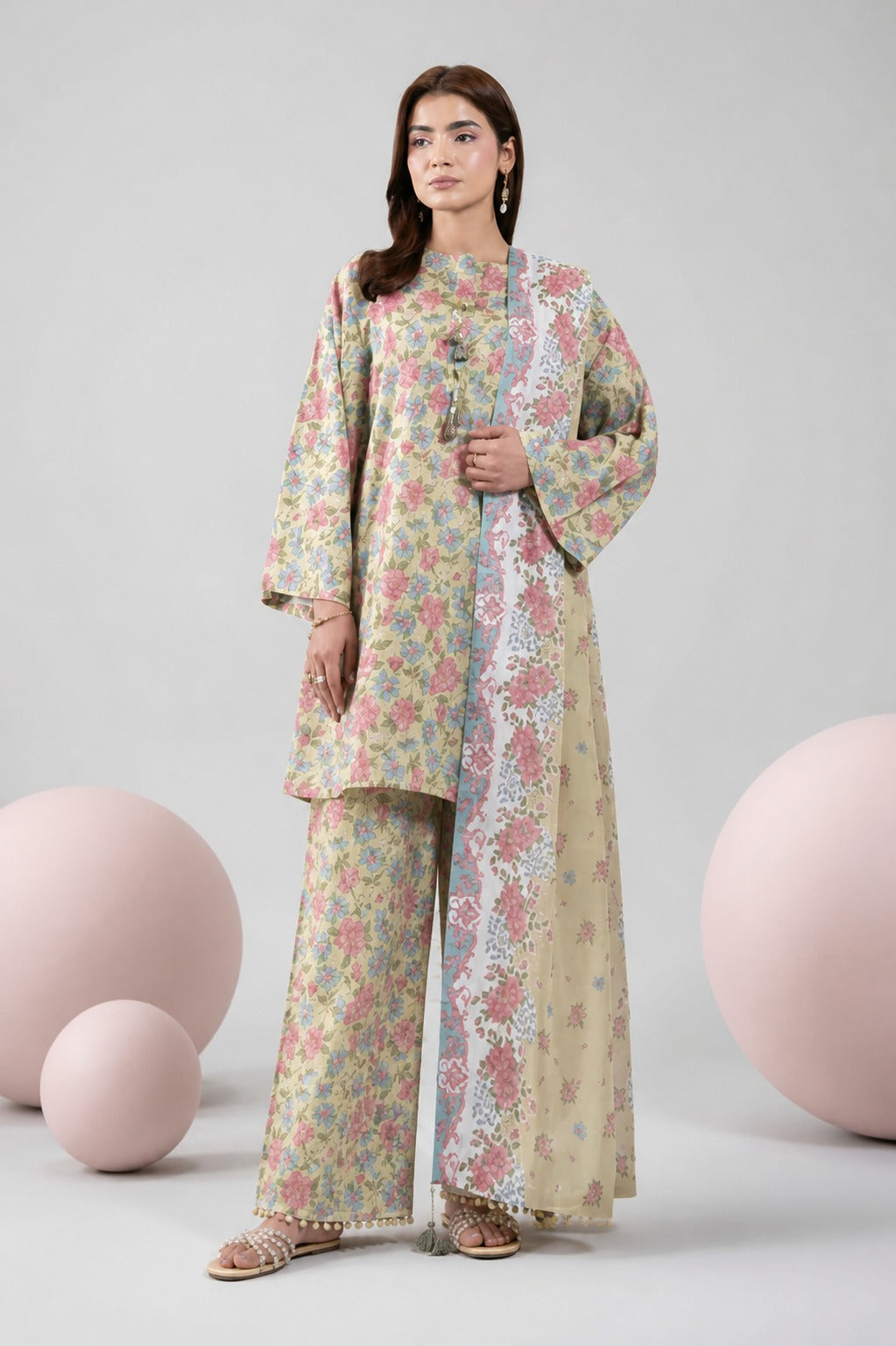 3 Piece BreezeLawn Printed UnStitched Suit with Printed Dupatta &amp; Printed Trouser.