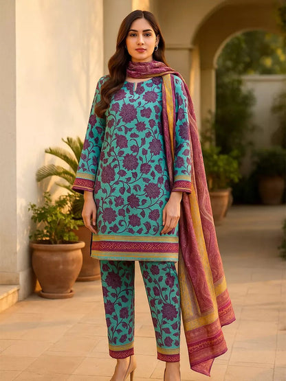 3 Piece BreezeLawn Printed UnStitched Suit with Printed Dupatta &amp; Printed Trouser.