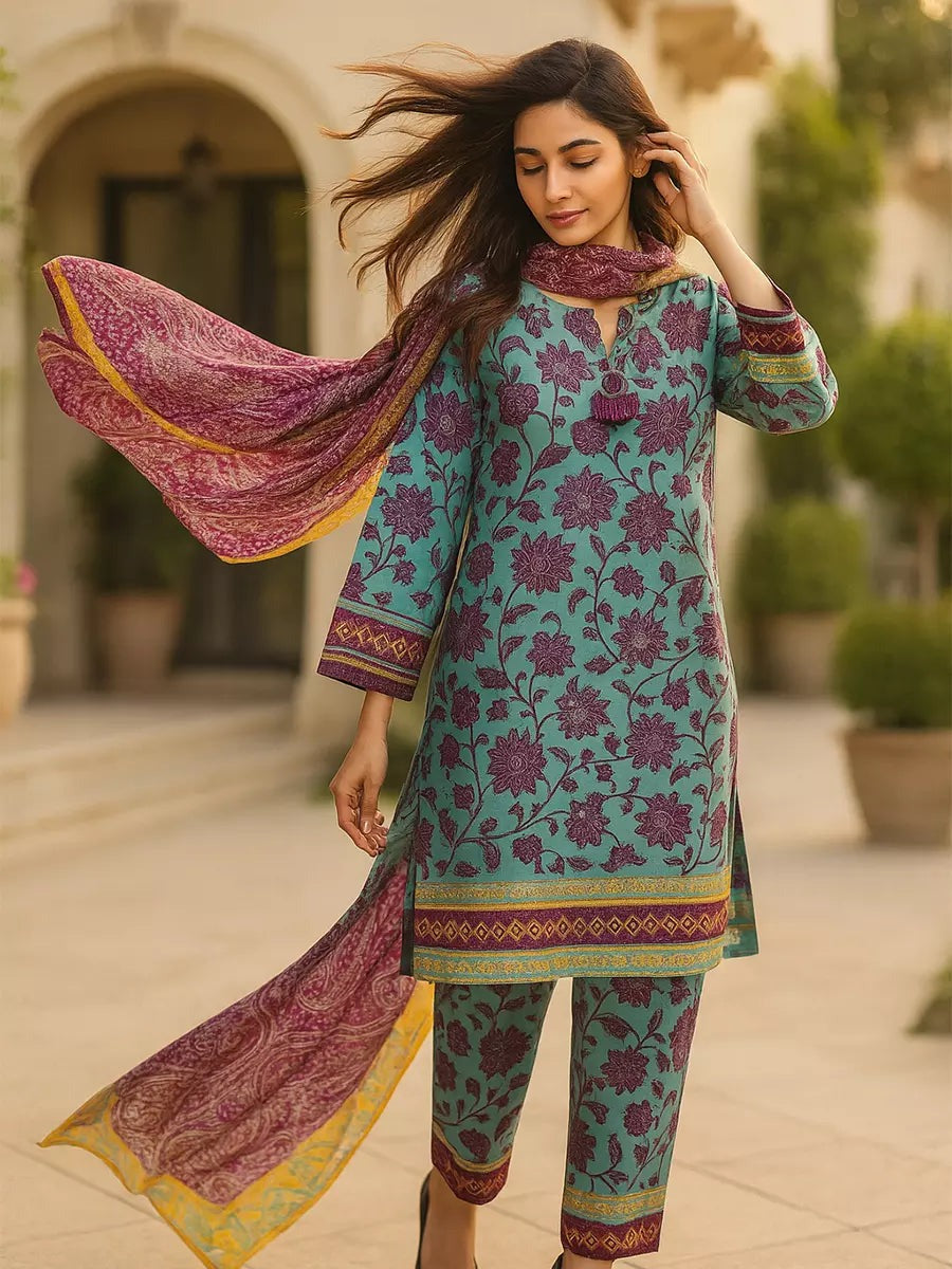 3 Piece BreezeLawn Printed UnStitched Suit with Printed Dupatta &amp; Printed Trouser.
