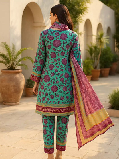 3 Piece BreezeLawn Printed UnStitched Suit with Printed Dupatta &amp; Printed Trouser.