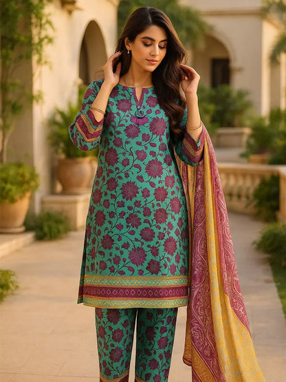 3 Piece BreezeLawn Printed UnStitched Suit with Printed Dupatta &amp; Printed Trouser.