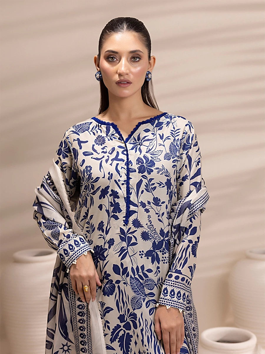 3 Piece BreezeLawn Printed UnStitched Suit with Printed Dupatta &amp; Printed Trouser.
