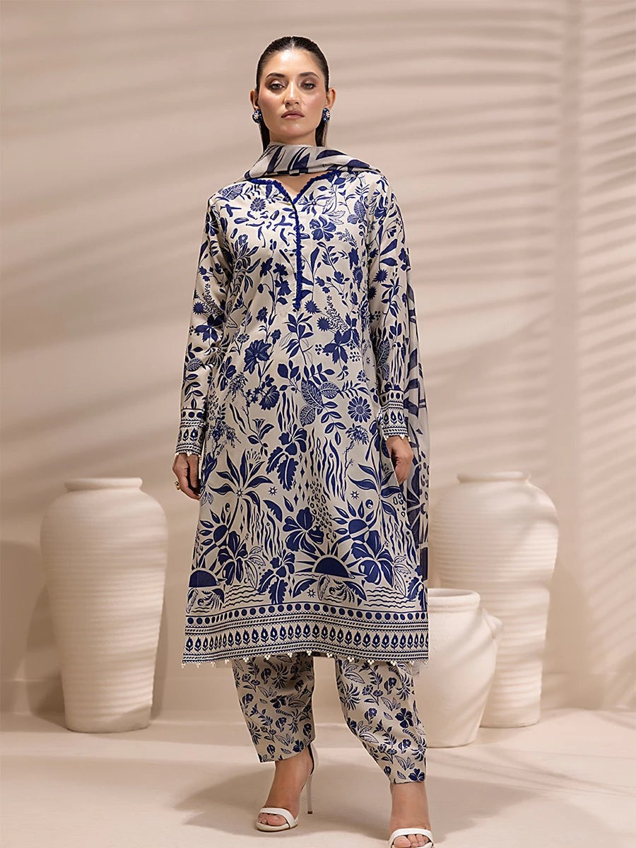 3 Piece BreezeLawn Printed UnStitched Suit with Printed Dupatta &amp; Printed Trouser.