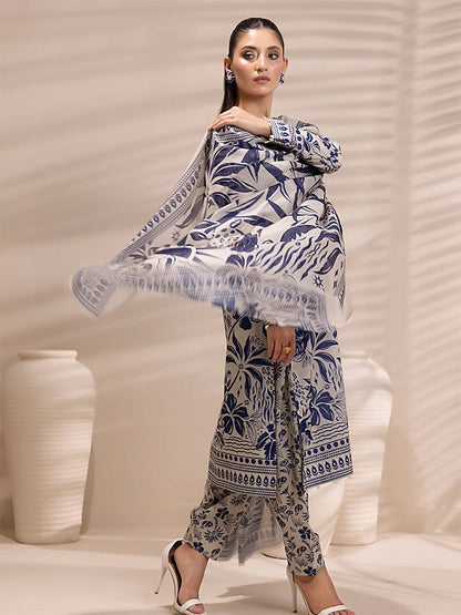 3 Piece BreezeLawn Printed UnStitched Suit with Printed Dupatta &amp; Printed Trouser.