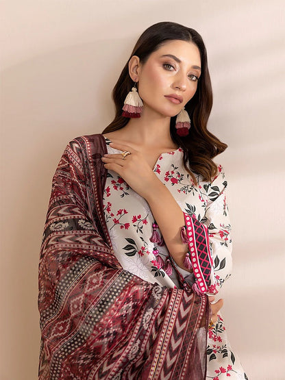 3 Piece BreezeLawn Printed UnStitched Suit with Printed Dupatta &amp; Printed Trouser.
