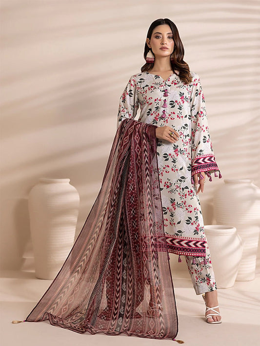 3 Piece BreezeLawn Printed UnStitched Suit with Printed Dupatta &amp; Printed Trouser.